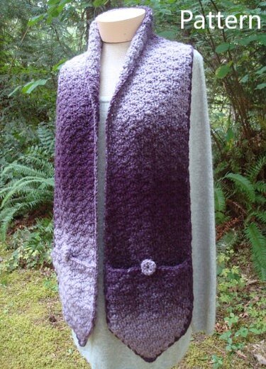 Shell Stitch Pocket Scarf - PA-328 - Crochet