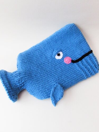 Whale Hot Water Bottle Cover - Knitting