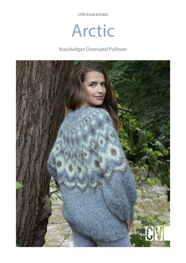 Strickpullover "Arctic" Oversized in Blau mit Muster Strickanleitung // PDF