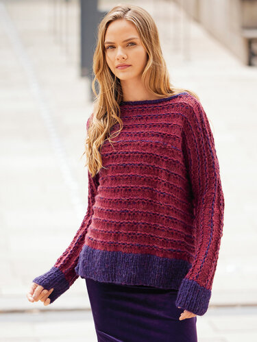 Pulli mit Fledermausärmeln in Rot und Violett - Stricken