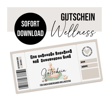 Gutschein zum Ausdrucken WELLNESS digitale Datei Gutschein DOWNLOAD - Basteln