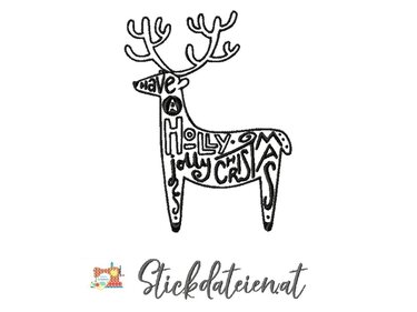 Stickdatei Rentier, Weihnachtliche Stickvorlage, Weihnachtsstickerei - Sticken