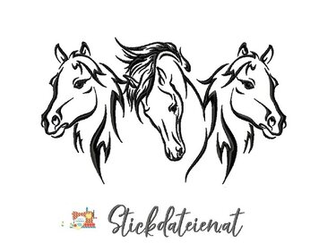 Stickdatei Pferdekopf, Stickdatei Pferd, Maschinensticken, 3 Größen
