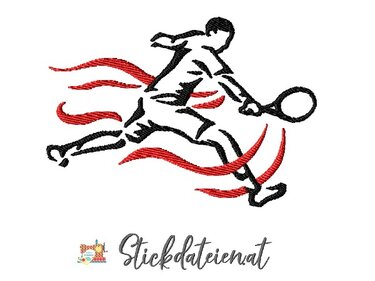 Stickdatei Tennis, Tennisspieler, Aufschlag, Stickdatei für Sportbegeistert - Sticken