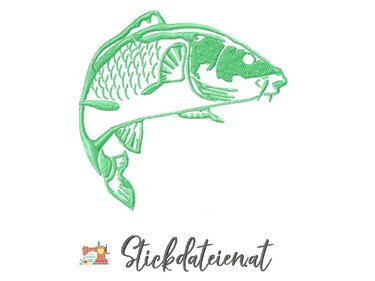 Stickdatei Karpfen, Fisch Stickdatei 10x10, Stickdatei fischen - Sticken