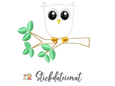 Applikation Eule Doodle, Stickdatei 10x10, Eulenapplikation - Sticken