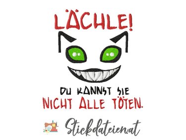 Stickdatei Lächle, sarkastische Stickdatei, Maschinensticken in 3 Größen