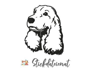 Cockerspaniel Kopf Stickdatei, Stickdatei Hunderassen, Maschinensticken