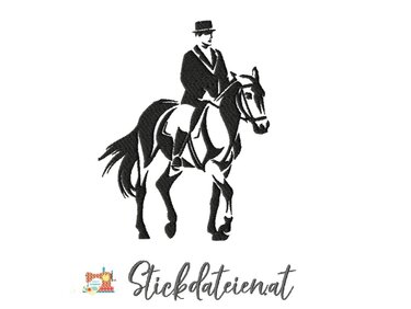Stickdatei Dressurreiter, Pferdesport Stickdatei 13x18, Maschinensticken