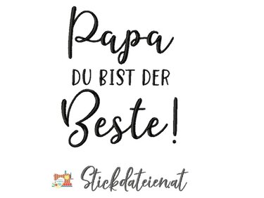 Stickdatei Vatertag, Bester Papa Stickdatei in 3 Größen, Maschinensticken