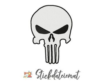 Totenkopf STICKDATEI, Monster Stickdatei, gruselige Stickdatei - Sticken