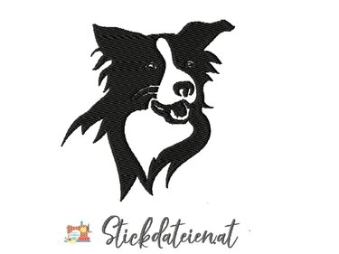 Border Collie Stickdatei, Stickdatei 10x10, Hunderassen Stickvorlage - Sticken