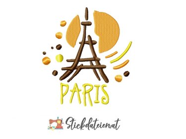 Stickdatei Paris, Eifelturm Stickvorlage, Maschinensticken