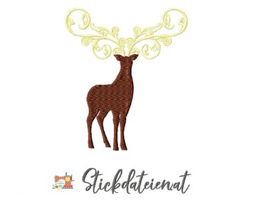 Stickdatei Hirsch, Hirsch elegantes Jagdmotiv, Stickdatei 10x10 - Sticken