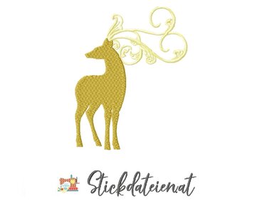 Stickdatei Reh, Hirschkuh elegantes Jagdmotiv, Stickdatei 10x10 - Sticken