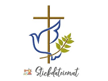 Stickdatei Taube Kommunion, Stickdatei Frieden, Taufe Stickmuster - Sticken