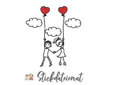 Liebespaar Stickdatei, Brautpaar Stickdatei, Hochzeit Stickdatei - Sticken