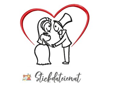 Hochzeitspaar Stickdatei, Brautpaar Stickdatei, Hochzeit Stickdatei - Sticken