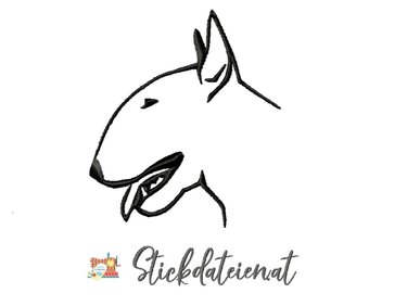 Stickdatei Bullterrier 10x10, Stickdatei für Hundeliebhaber - Sticken
