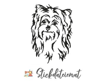 Stickdatei Yorkshire Terrier, kleine Hunderasse Stickvorlage, Yorki Stick - Sticken