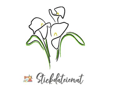 Stickdatei White Calla, Aronstab Stickdatei 13x18, Weiße Kalla Stickvorlage - Sticken