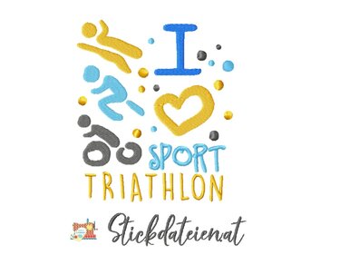 Stickdatei Triathlon, Stickdatei Laufen, Stickdatei für Sportler - Sticken