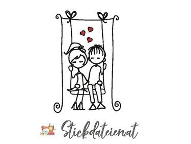 Liebespaar Stickdatei, Brautpaar Stickdatei, Hochzeit Stickdatei in 2 Größe