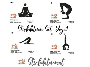 Stickdateien YOGA Set, Stickdatei Relax, Namaste Stickdatei, Maschinenstick - Sticken