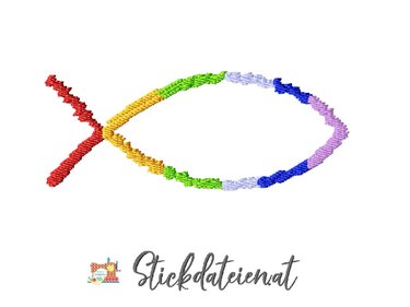Bunter Fisch Stickdatei, religiöse Stickvorlage 10x10, Maschinensticken