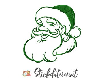 Weihnachtsmann Stickdatei, Weihnachtliche digitale Stickvorlage in 2 Größen - Sticken