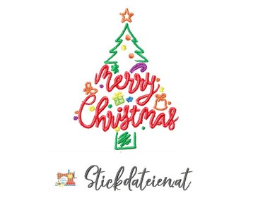 Stickdatei Weihnachtsbaum, Stickvorlage Weihnachten, Stickdatei in 3 Größen - Sticken