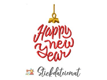 Stickdatei Neujahr, Stickvorlage Silvester, Stickdatei 10x10 - Sticken