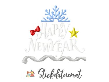Stickdatei Neujahr, Stickvorlage Silvester, Stickdatei 10x10 - Sticken