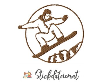 Snowboard Stickdatei, Stickdatei Wintersport, Stickdatei 10x10