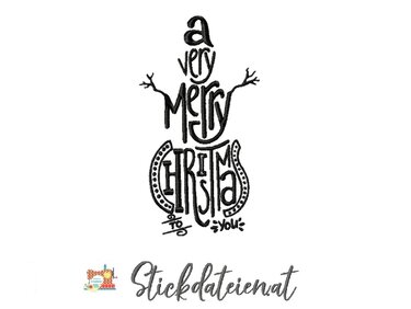 Stickdatei Schneemann, Weihnachtliche Stickvorlage, Weihnachtsstickerei - Sticken