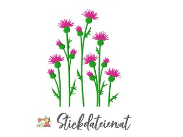 Stickdatei Disteln, Wildblumen Stickvorlage 20x20, Maschinensticken