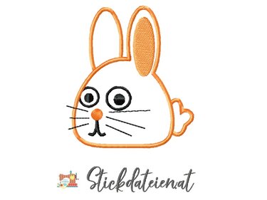 Stickdatei Hase Applikation 10x10, Süsser Babyhase Stickvorlage - Sticken