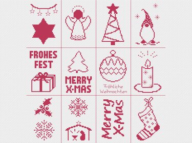 Kreuzstichvorlage Weihnachtssampler Minis,weihnachtliche,kleine Stickmotive - Sticken