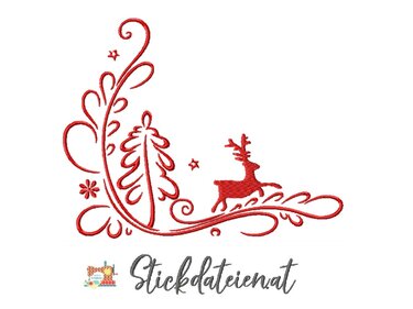 Stickdatei Winterlandschaft, Weihnachtliche digitale Stickvorlage 2 Größen - Sticken