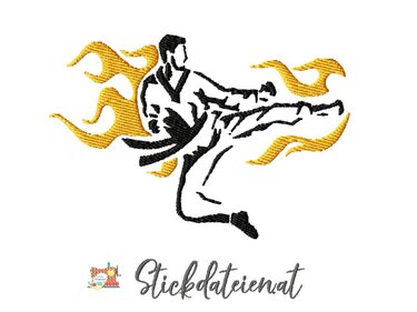Karate Stickdatei 10x10, Karatekäpfer digitale Stickvorlage, Stickdatei - Sticken