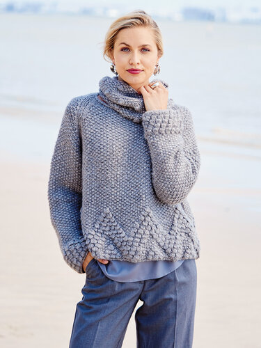Oversize-Pulli und Loop in Grau - Stricken