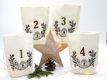 ITH Lichterbeutel Advent Häuser 13x18cm - Sticken