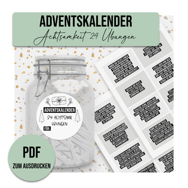Adventskalender ACHTSAMKEIT Adventskalender zum Ausdrucken digitale Datei D - Basteln