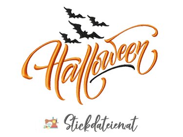 Halloween Stickdatei, Halloween Schriftzug Design Stickvorlage 10x10 - Sticken