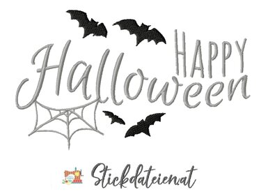 Halloween Stickdatei, Halloween Schriftzug Design Stickvorlage 10x10 - Sticken
