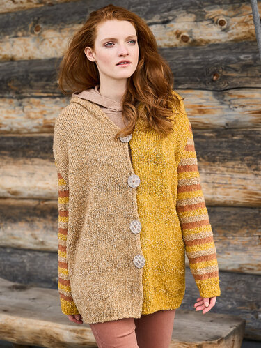 Dreifarbige Jacke in Curry, Beige und Terrakotta