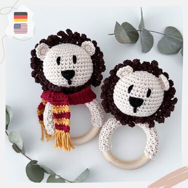 Baby Rattle Lion - Crochet Pattern / English & German