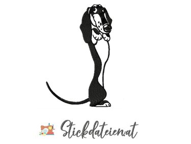 Stickdatei süßer Dackel, Stickdatei Hunderassen, Stickdatei in 2 Größen - Sticken