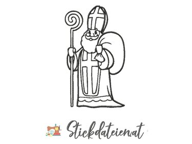 Nikolaus Stickdatei, Weihnachtliche digitale Stickvorlage in 4 Größen - Sticken