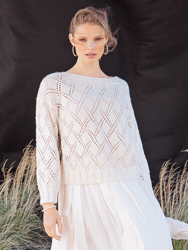 Weißer Pulli mit Ajourmuster - Stricken